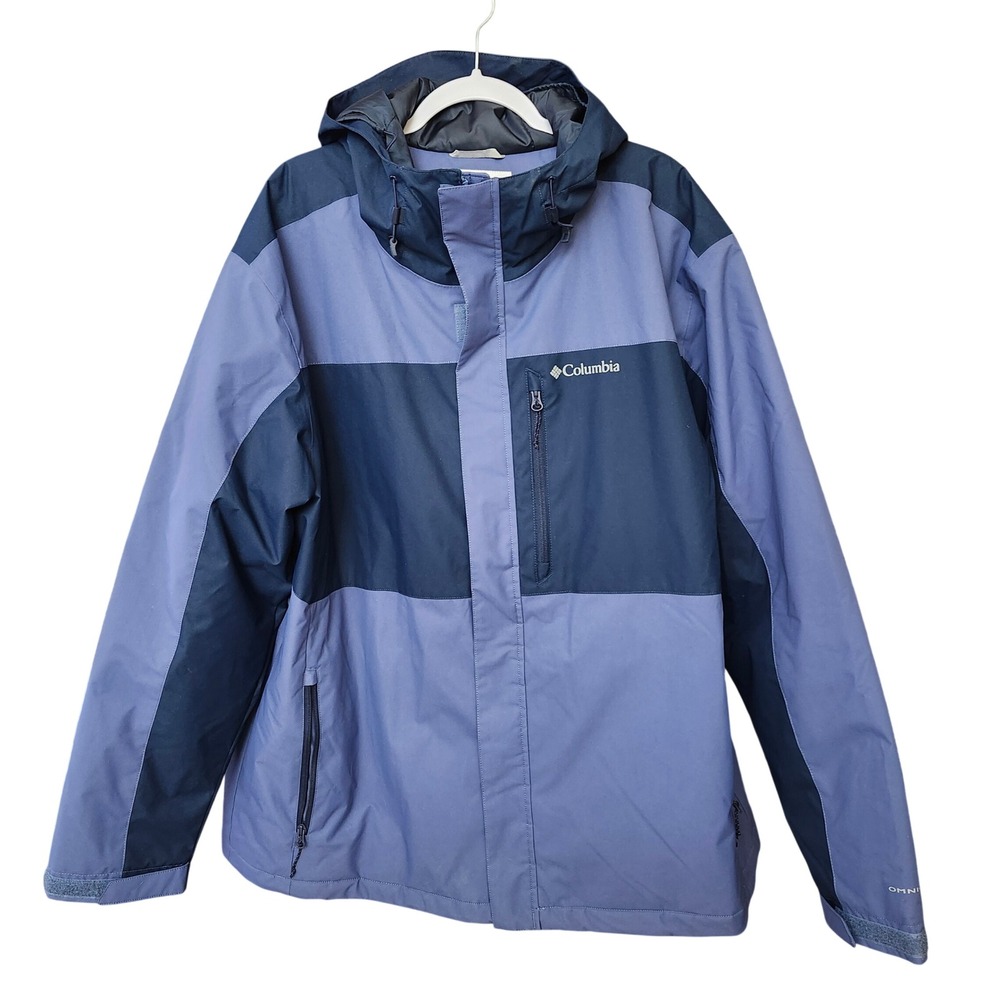 Columbia Mens XXL Omni-Tech Omni-Heat‎ Waterproof Hooded Jacket Blue WM7767